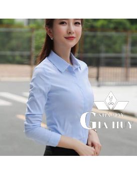 SƠ MI NỮ TAY DÀI MÀU XANH DƯƠNG NHẠT SMU03