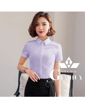SƠ MI NỮ TAY NGẮN MÀU TÍM NHẠT SMU09