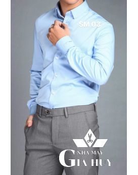 SƠ MI NAM TAY DÀI XANH DƯƠNG SMN03