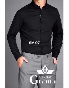 SƠ MI NAM TAY DÀI MÀU ĐEN SMN07